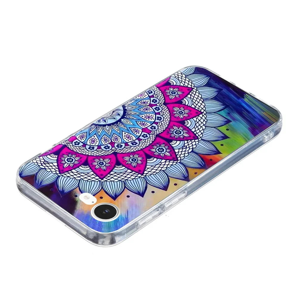 For iPhone 17e / 16e Case Pattern Printing Cell Phone TPU Back Cover - Mandala Flower - 4