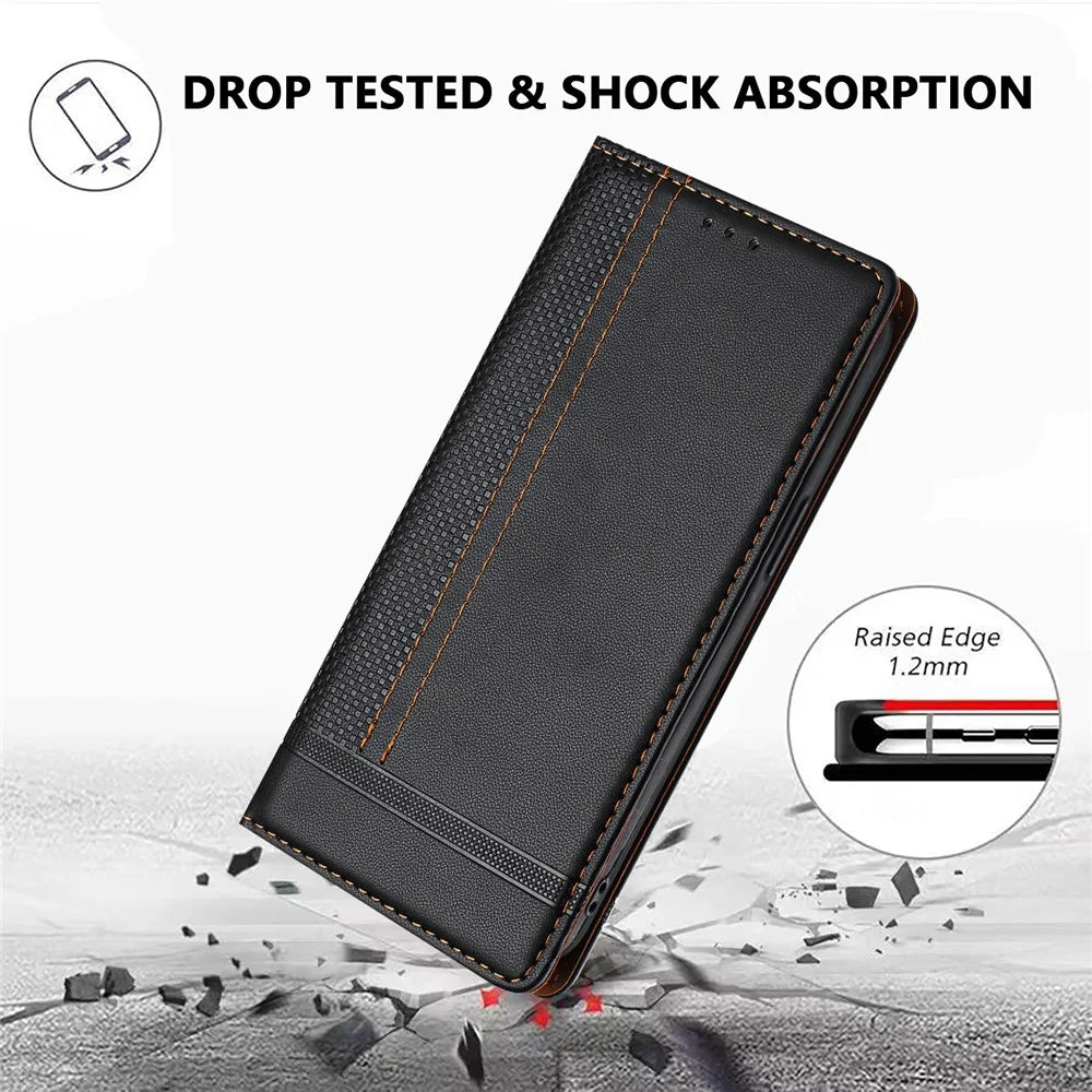 For iPhone 17e / 16e Case L-Shaped Grid Pattern Leather Stand Phone Cover with Card Slots - Black - 3