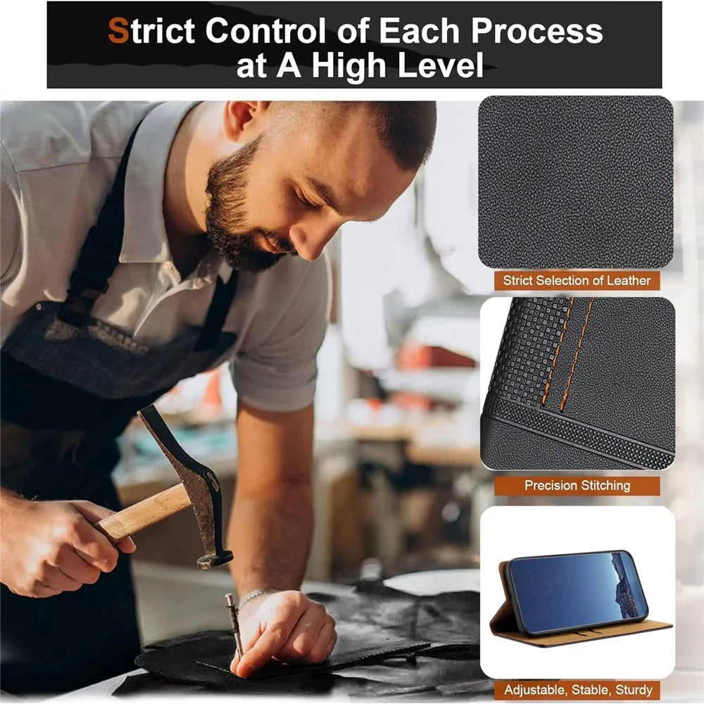 For iPhone 17e / 16e Case L-Shaped Grid Pattern Leather Stand Phone Cover with Card Slots - Black - 4
