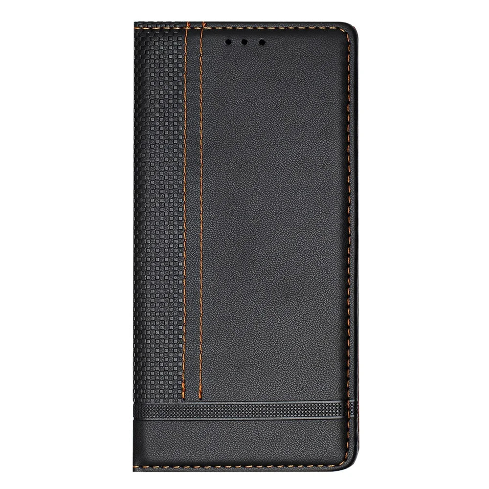 For iPhone 17e / 16e Case L-Shaped Grid Pattern Leather Stand Phone Cover with Card Slots - Black - 6