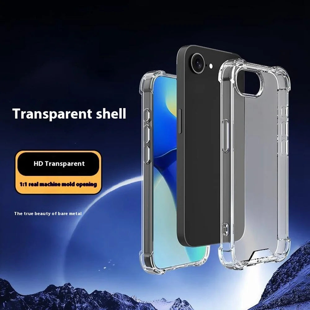 For iPhone 17e / 16e Clear Phone Case TPU + Acrylic 1.5mm Shockproof Back Cover - 2