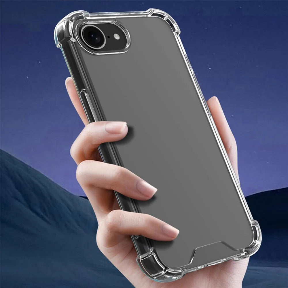 For iPhone 17e / 16e Clear Phone Case TPU + Acrylic 1.5mm Shockproof Back Cover - 6