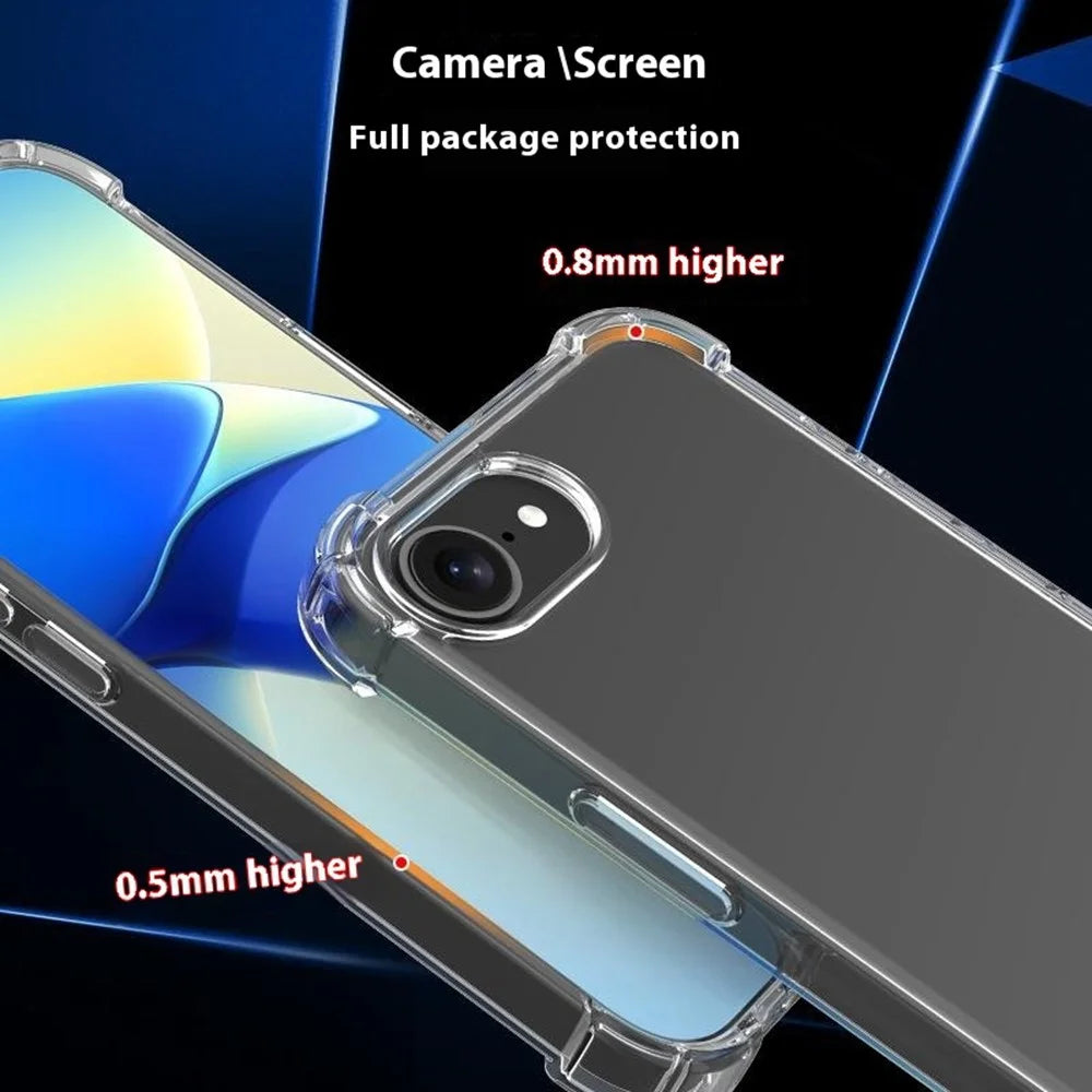 For iPhone 17e / 16e Clear Phone Case TPU + Acrylic 1.5mm Shockproof Back Cover - 7
