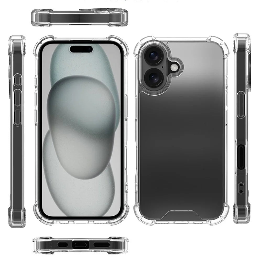 For iPhone 16 Clear Phone Case TPU + Acrylic 1.5mm Shockproof Back Cover - 7
