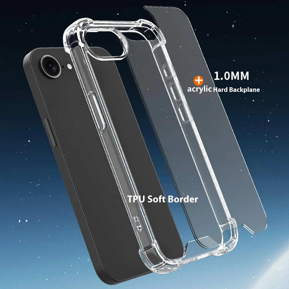 For iPhone SE (2022) / (2020) / 8 / 7 Case Reinforced Corners TPU Frame + Acrylic Back Phone Cover - 3