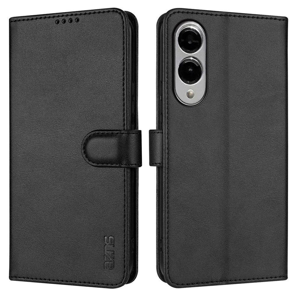 AZNS For Samsung Galaxy S25 Edge Case PU Leather Wallet Phone Cover - Black - 1