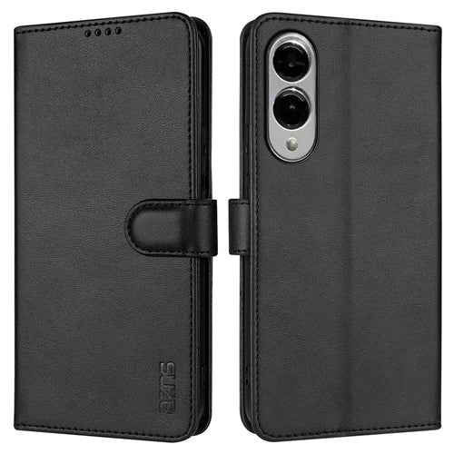 AZNS For Samsung Galaxy S25 Edge Case PU Leather Wallet Phone Cover - Black - 1