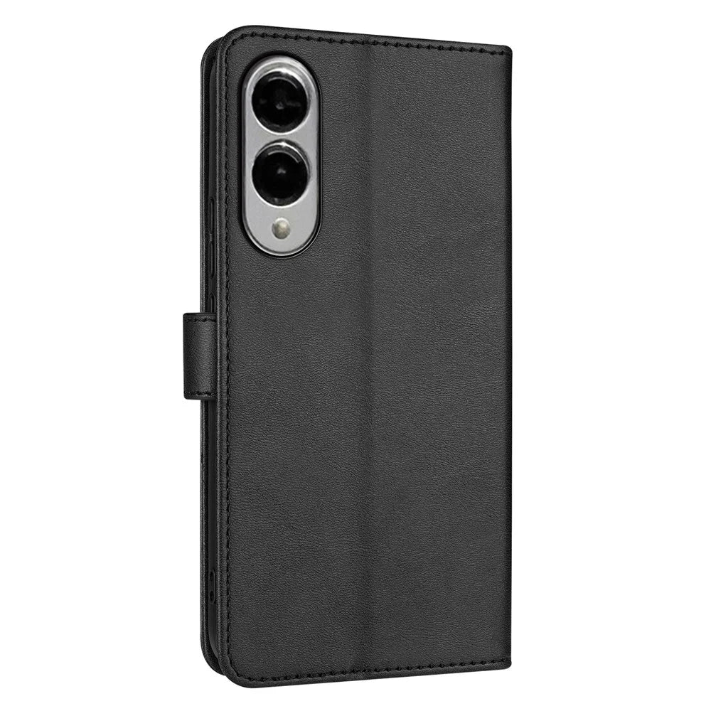 AZNS For Samsung Galaxy S25 Edge Case PU Leather Wallet Phone Cover - Black - 6