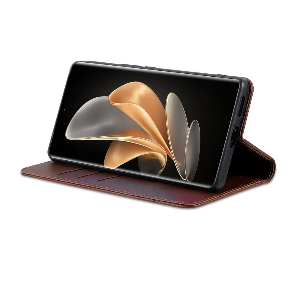 AZNS For Samsung Galaxy S25 Edge Case Cowhide Texture PU Leather Wallet Phone Cover - Coffee - 3