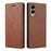 For Samsung Galaxy S25 Edge Wallet Case Magnetic Closure PU Leather Phone Cover - Brown - 1