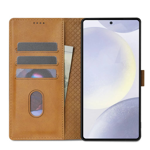 N.BEKUS CSJ-001 For 	Samsung Galaxy S25 Edge Stand Case PU Leather Wallet Phone Cover - Brown - 2