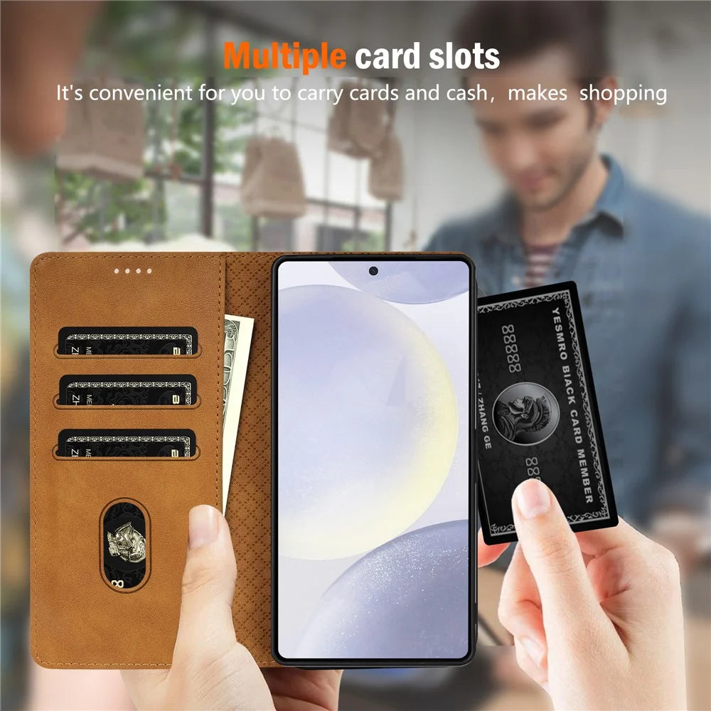 N.BEKUS CSJ-001 For 	Samsung Galaxy S25 Edge Stand Case PU Leather Wallet Phone Cover - Brown - 5