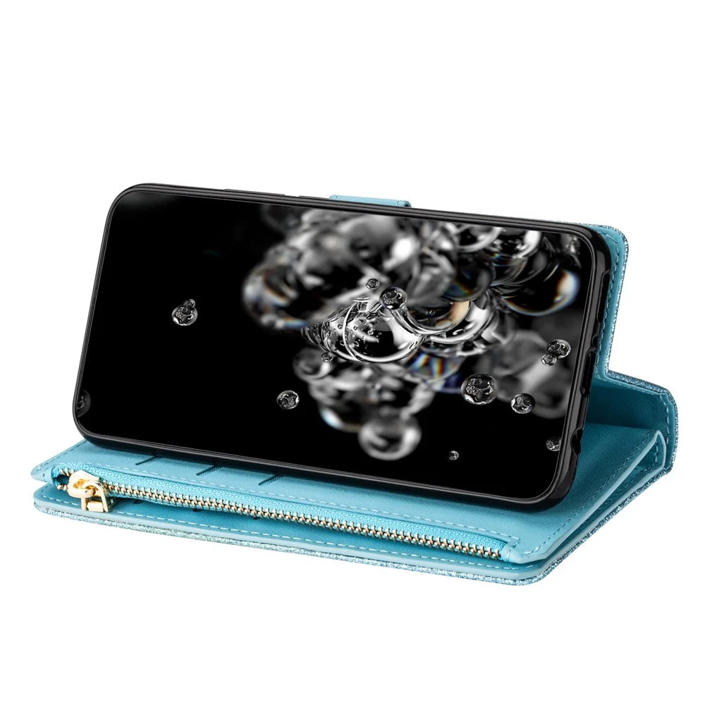 For Samsung Galaxy S25 Edge Case Starry Sky Carving Leather Wallet Phone Cover - Blue - 2