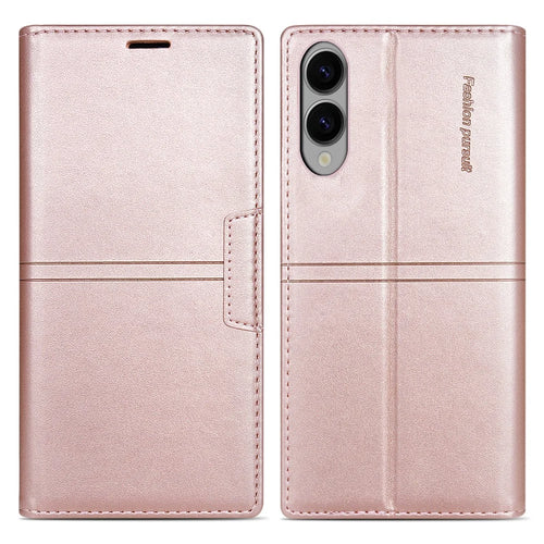 For Samsung Galaxy S25 Edge Wallet Case Magnetic Closing Leather Phone Cover - Rose Gold - 1