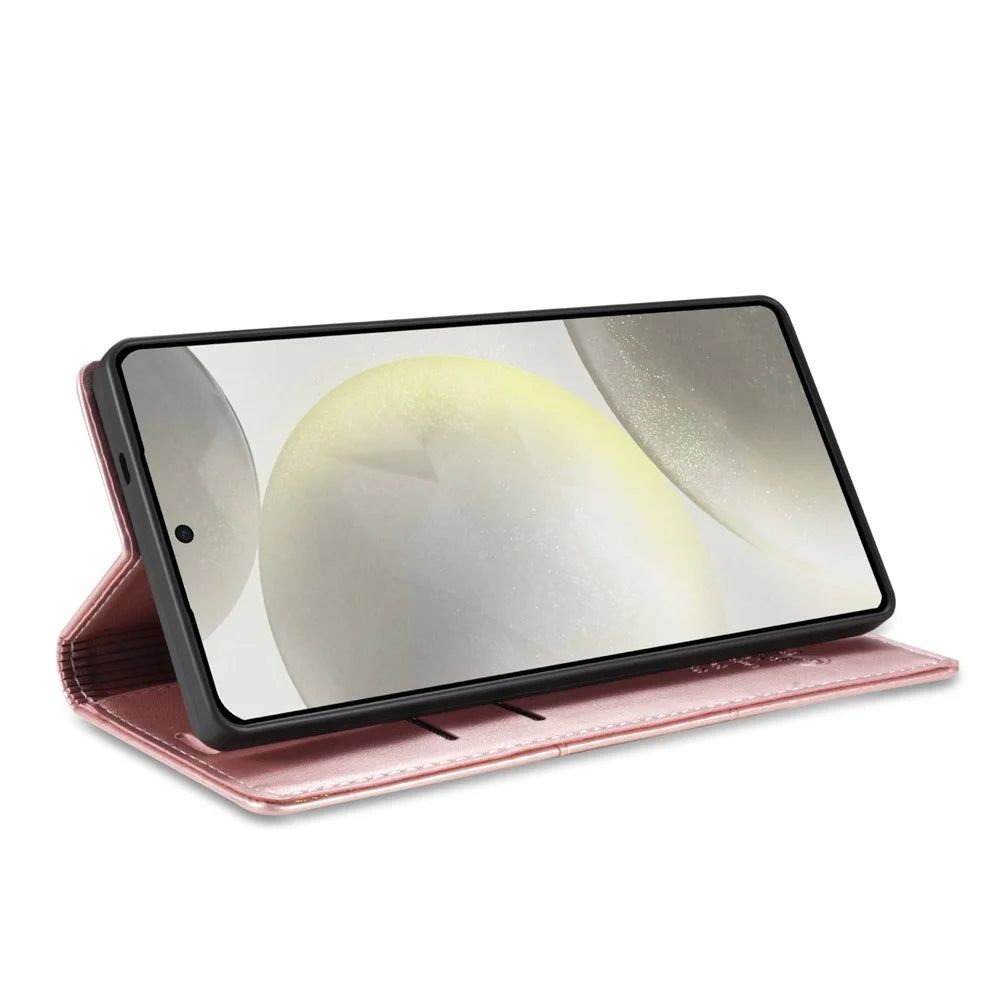 For Samsung Galaxy S25 Edge Wallet Case Magnetic Closing Leather Phone Cover - Rose Gold - 4