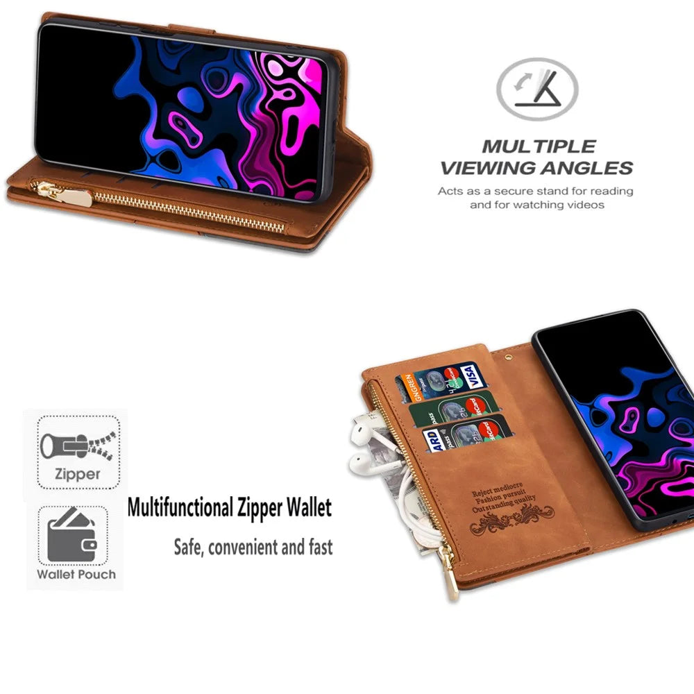 For Samsung Galaxy S25 Edge Wallet Case Color Splicing Leather Phone Cover with Stand - Brown - 7