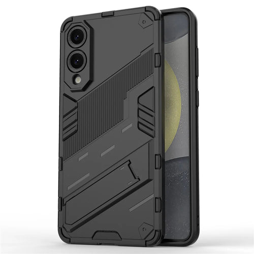 For Samsung Galaxy S25 Edge Case PC + TPU Shockproof Phone Cover with Kickstand - Black - 1
