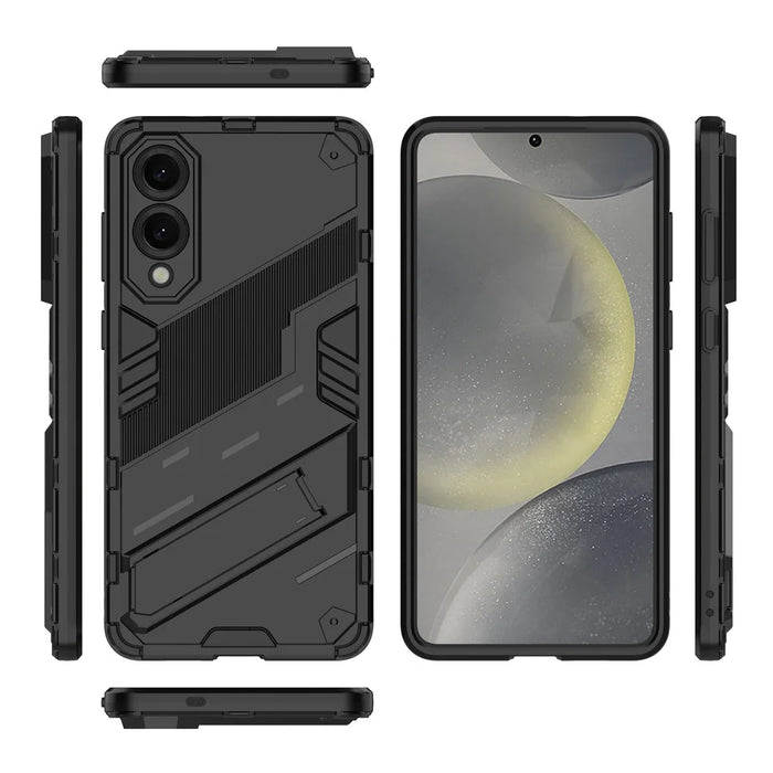 For Samsung Galaxy S25 Edge Case PC + TPU Shockproof Phone Cover with Kickstand - Black - 4