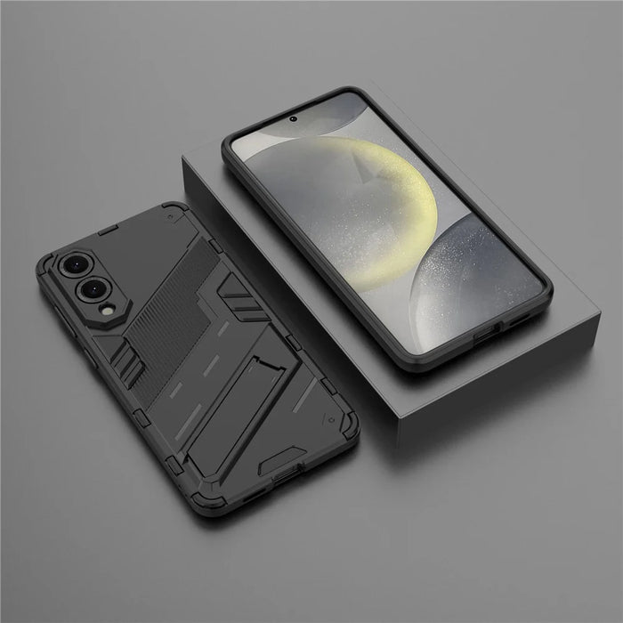 For Samsung Galaxy S25 Edge Case PC + TPU Shockproof Phone Cover with Kickstand - Black - 6