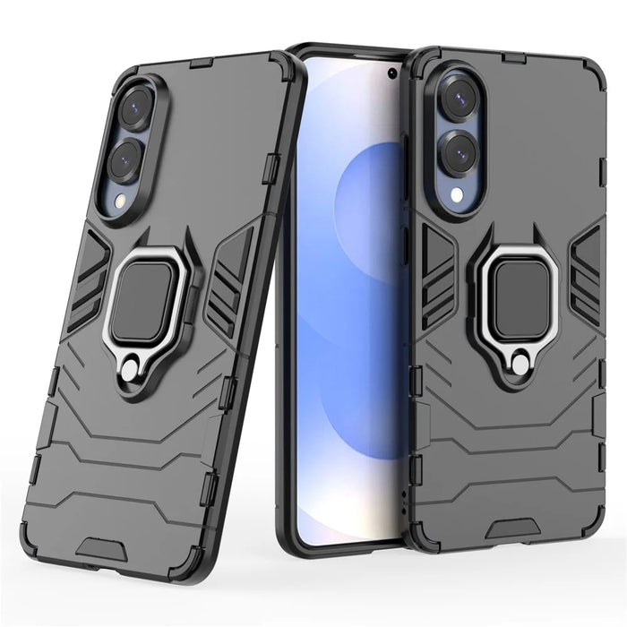 For Samsung Galaxy S25 Edge Case PC + TPU Protective Phone Cover with Ring Kickstand - Black - 4