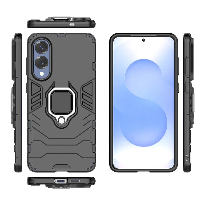 For Samsung Galaxy S25 Edge Case PC + TPU Protective Phone Cover with Ring Kickstand - Black - 5