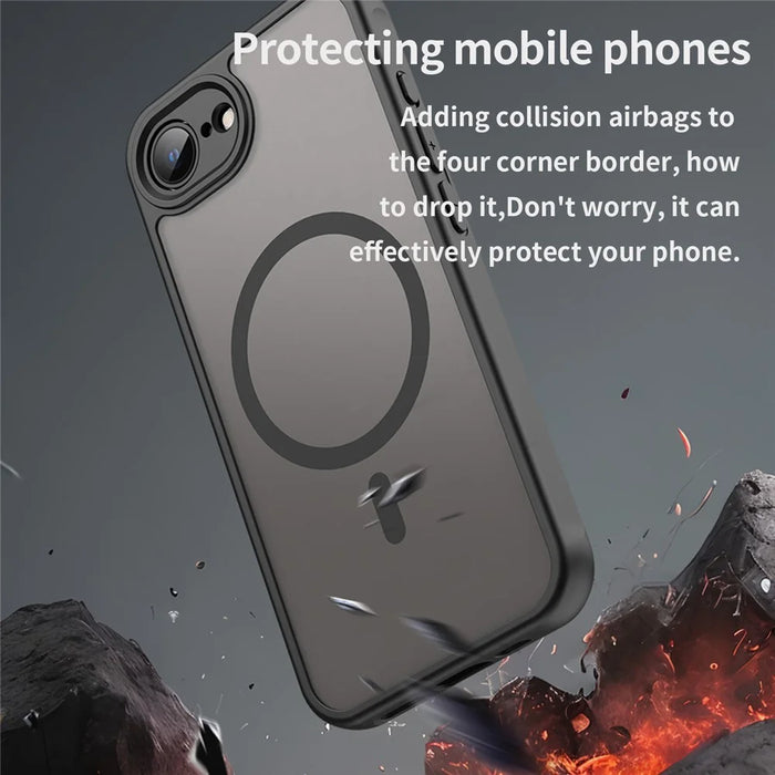 For iPhone 17e / 16e Case Magnetic Anti Drop PC + TPU Phone Cover Compatible with Magsafe - Black - 5