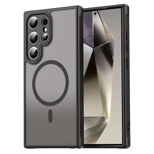 For Samsung Galaxy S25 Ultra Magnetic Case Anti Drop PC + TPU Phone Cover - Black - 1