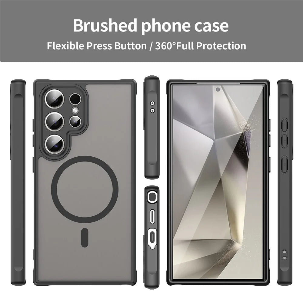 For Samsung Galaxy S25 Ultra Magnetic Case Anti Drop PC + TPU Phone Cover - Black - 3