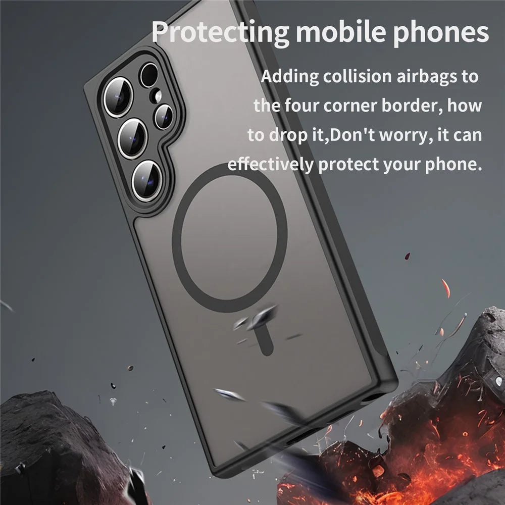 For Samsung Galaxy S25 Ultra Magnetic Case Anti Drop PC + TPU Phone Cover - Black - 5