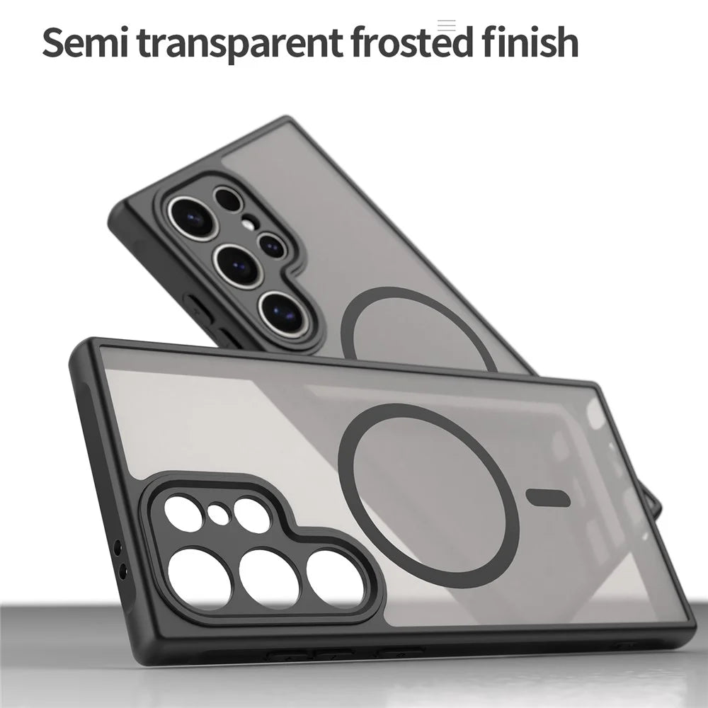 For Samsung Galaxy S25 Ultra Magnetic Case Anti Drop PC + TPU Phone Cover - Black - 6