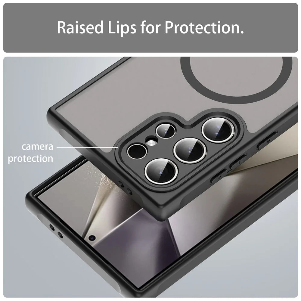 For Samsung Galaxy S25 Ultra Magnetic Case Anti Drop PC + TPU Phone Cover - Black - 7