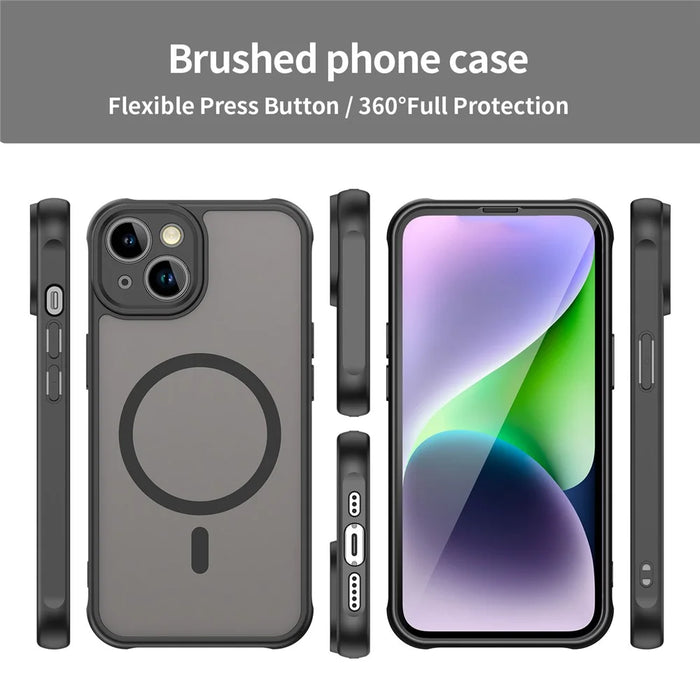For iPhone 15 Case Compatible with MagSafe Anti Drop PC + TPU Phone Cover - Black - 3