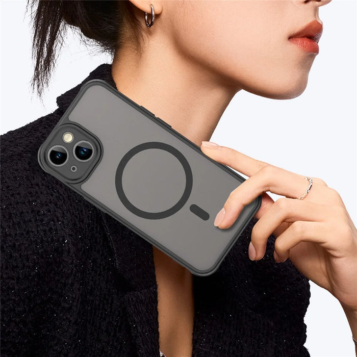 For iPhone 15 Case Compatible with MagSafe Anti Drop PC + TPU Phone Cover - Black - 4