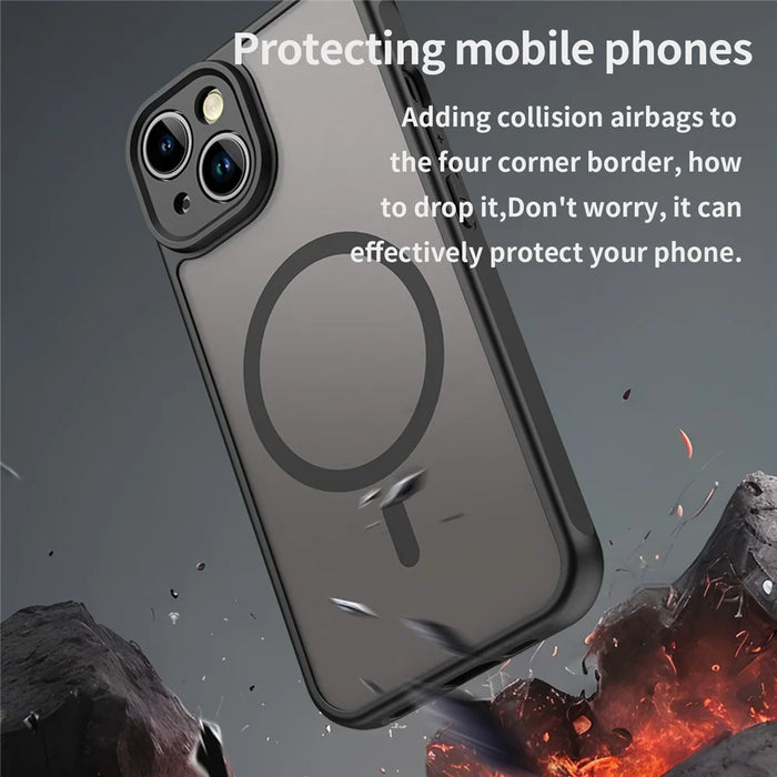 For iPhone 15 Case Compatible with MagSafe Anti Drop PC + TPU Phone Cover - Black - 5