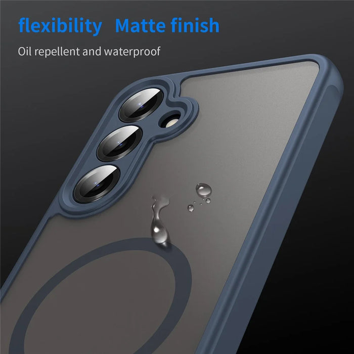 For Samsung Galaxy S25 Magnetic Case Anti Drop PC + TPU Phone Cover - Blue - 6