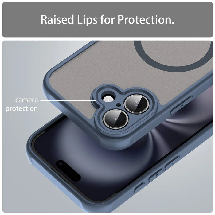 For iPhone 16 Case Compatible with MagSafe Anti Drop PC + TPU Phone Cover - Blue - 5