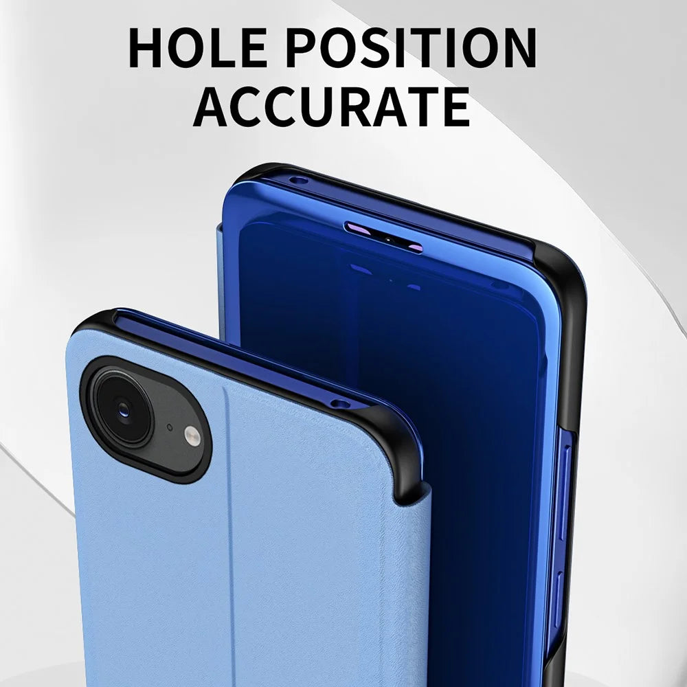 For iPhone 17e / 16e Flip Leather Cover with Stand Full Body Protective Phone Case - Sky Blue - 6