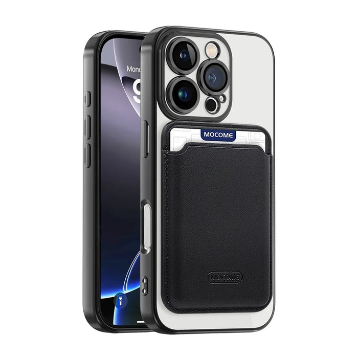 For iPhone 16 Pro Case Compatible with MagSafe TPU + PC Mobile Cover with Card Bag - Black - 2