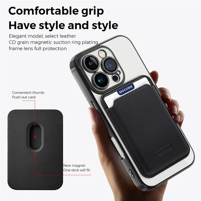 For iPhone 16 Pro Case Compatible with MagSafe TPU + PC Mobile Cover with Card Bag - Black - 3