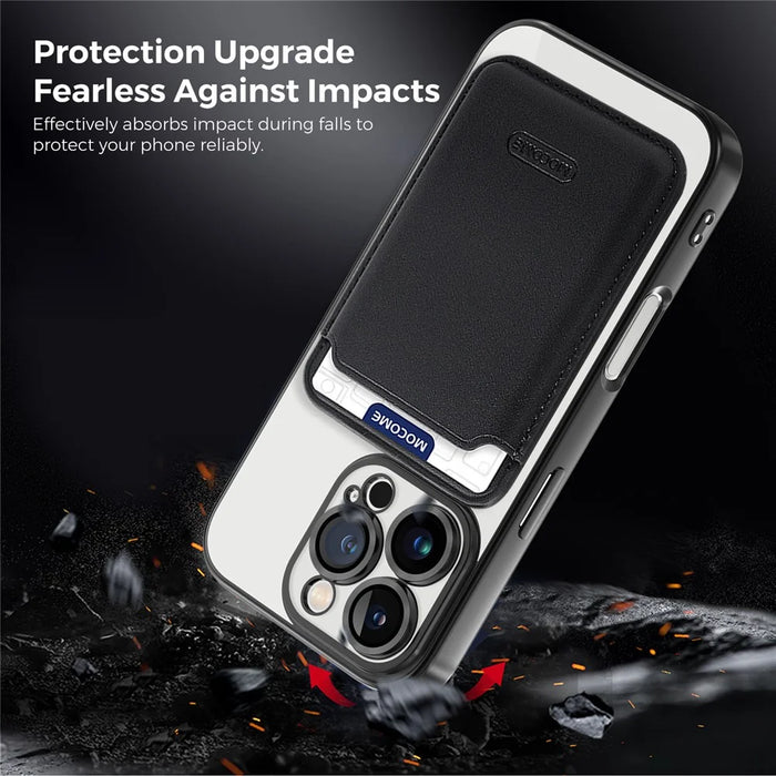 For iPhone 16 Pro Case Compatible with MagSafe TPU + PC Mobile Cover with Card Bag - Black - 4
