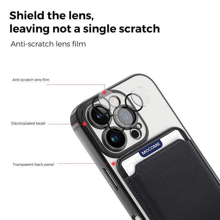 For iPhone 16 Pro Case Compatible with MagSafe TPU + PC Mobile Cover with Card Bag - Black - 5
