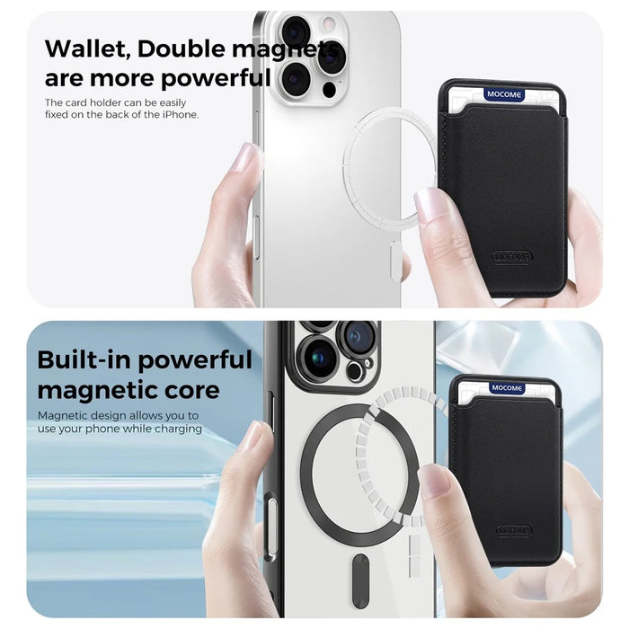 For iPhone 16 Pro Case Compatible with MagSafe TPU + PC Mobile Cover with Card Bag - Black - 7