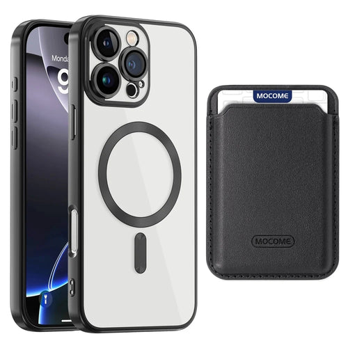 For iPhone 16 Pro Max Case Compatible with MagSafe TPU + PC Mobile Cover with Card Bag - Black - 1