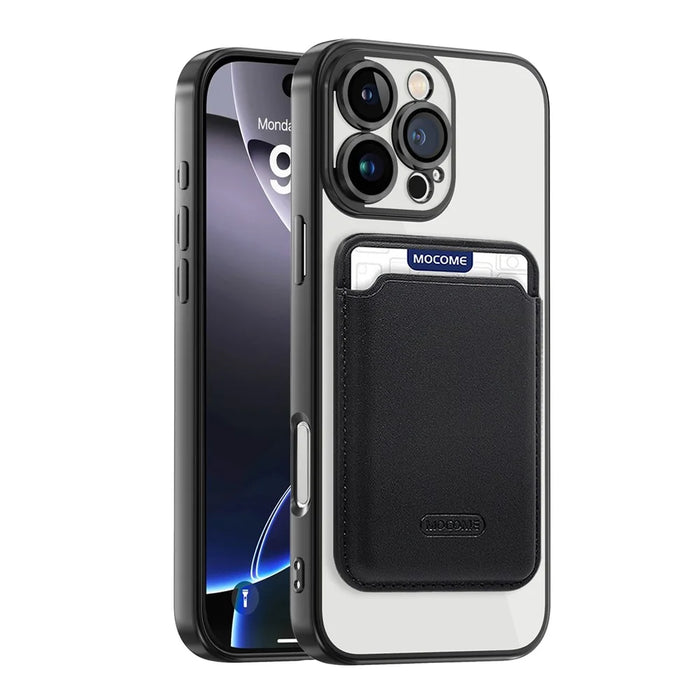 For iPhone 16 Pro Max Case Compatible with MagSafe TPU + PC Mobile Cover with Card Bag - Black - 2