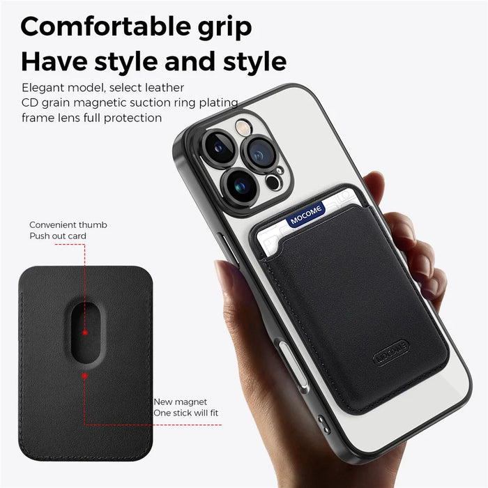 For iPhone 16 Pro Max Case Compatible with MagSafe TPU + PC Mobile Cover with Card Bag - Black - 3