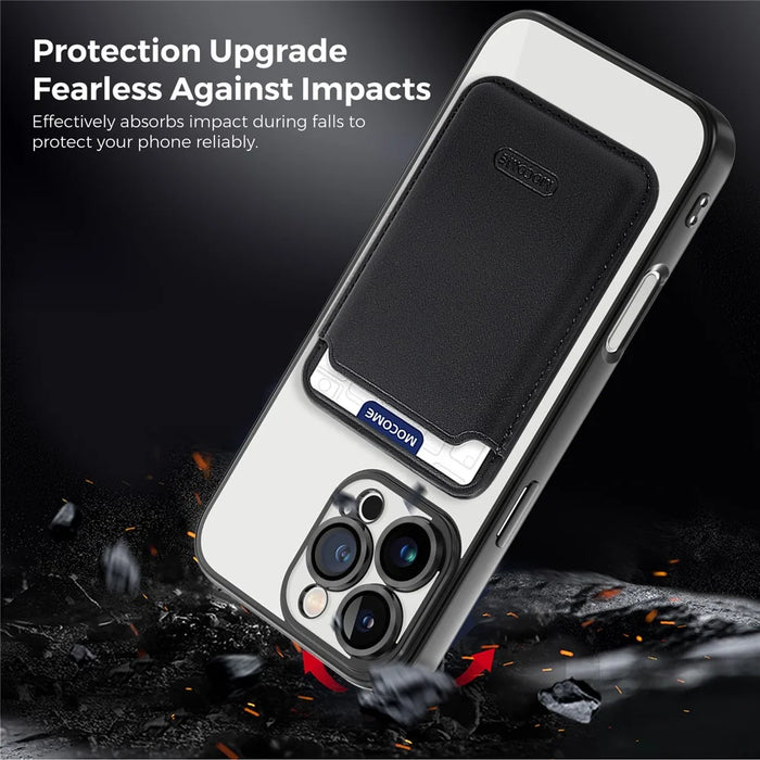 For iPhone 16 Pro Max Case Compatible with MagSafe TPU + PC Mobile Cover with Card Bag - Black - 4