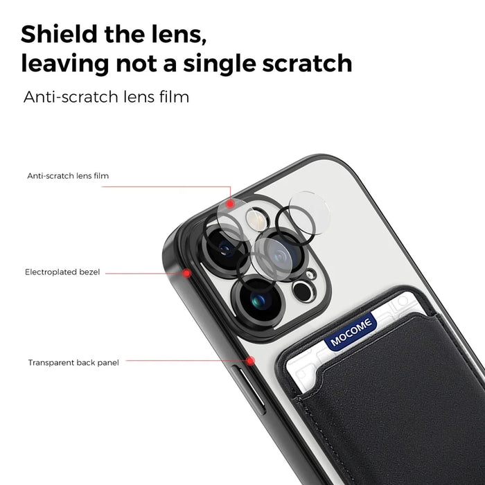 For iPhone 16 Pro Max Case Compatible with MagSafe TPU + PC Mobile Cover with Card Bag - Black - 5