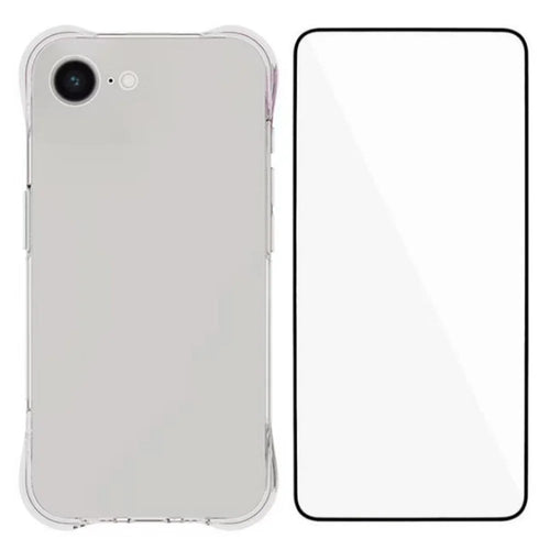 WANLONFENG WL Series for iPhone 17e / 16e Case 2.0mm TPU Phone Cover with Tempered Glass Film - 1