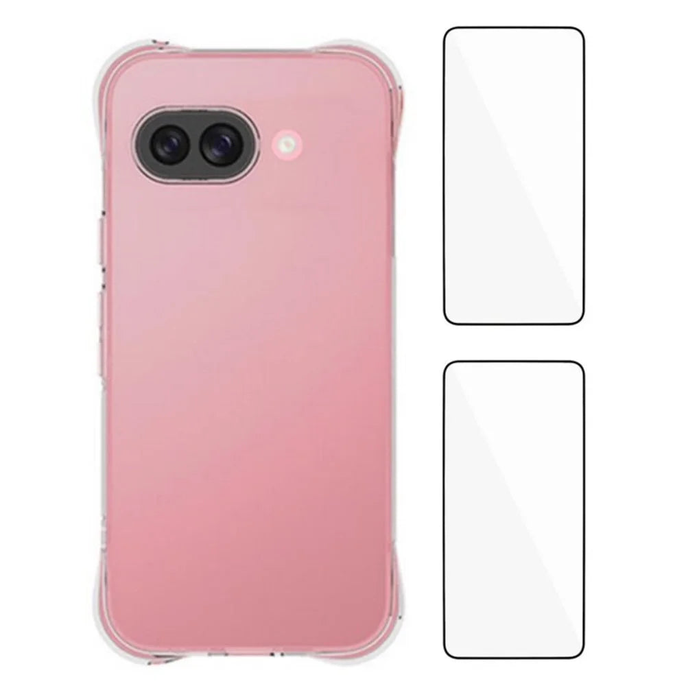 WANLONFENG WL2 Series for Google Pixel 9a Case 2.0mm TPU Phone Cover with 2Pcs Tempered Glass Films - 1