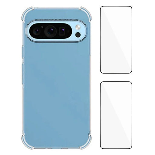 WANLONFENG WL2 Series for Google Pixel 9 / 9 Pro Case with 2Pcs Tempered Glass Films 2.0mm TPU Phone Cover (Big Lens Hole) - 1